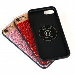 Wholesale iPhone 8 Plus / 7 Plus Sparkling Glitter Chrome Fancy Case with Metal Plate (Red)